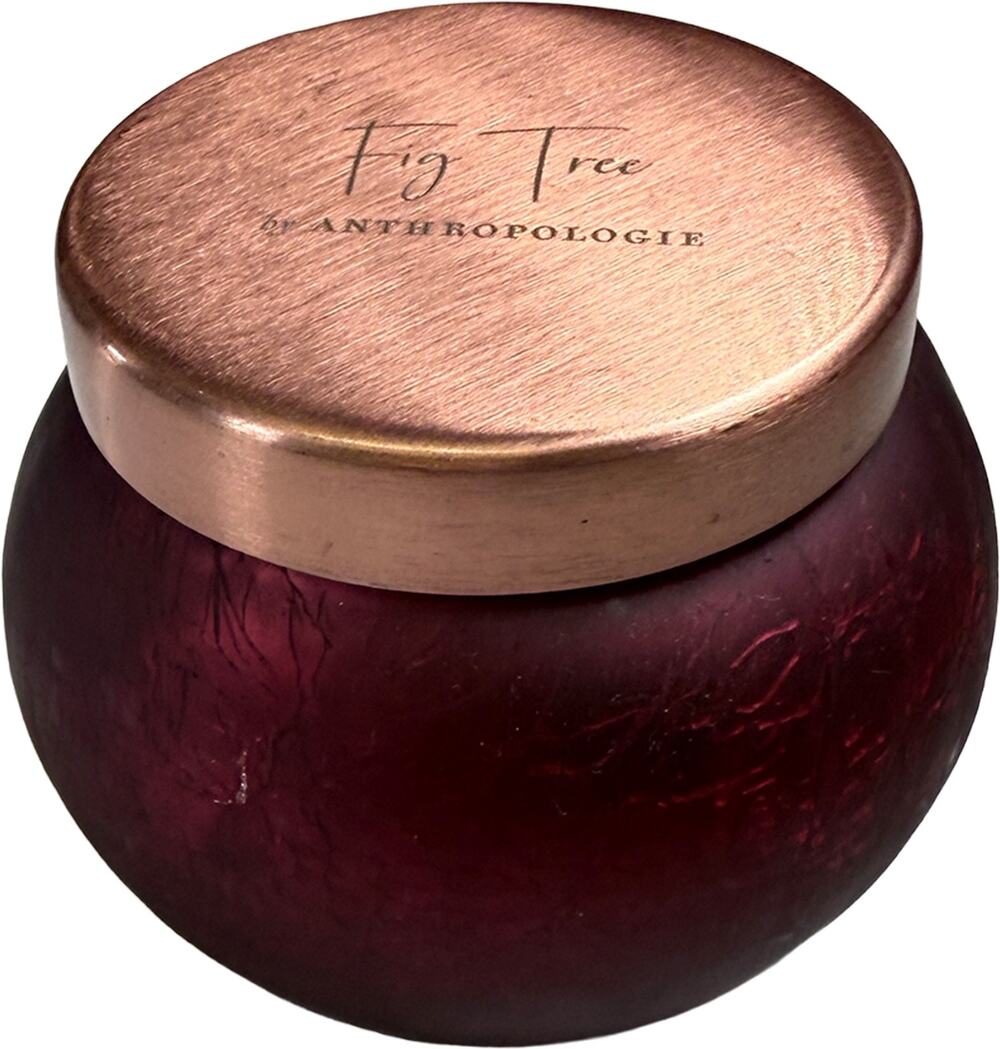 New ANTHROPOLOGIE Aurelie FIG TREE Red Glass Mini Jar Candle Copper Lid SOLD OUT